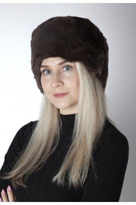 Dark brown rex fur hat